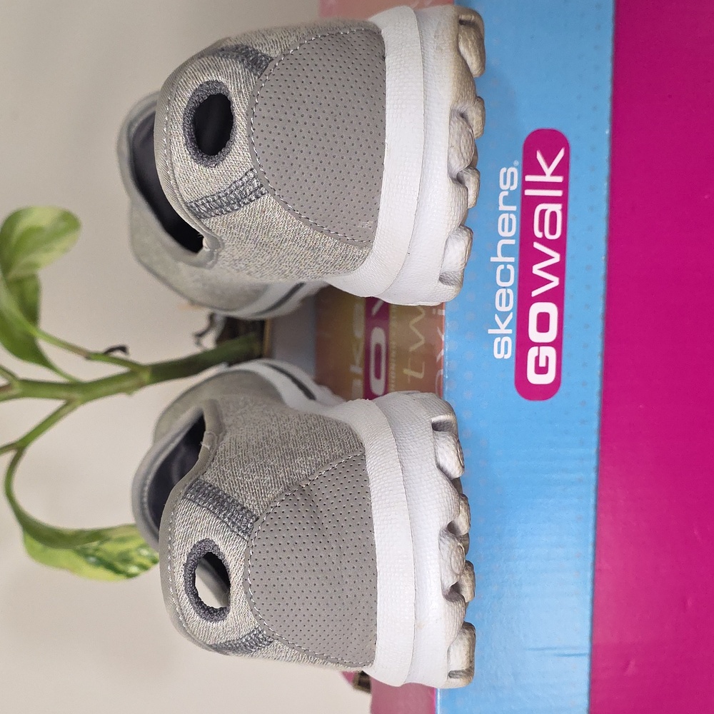 Skechers GOwalk Light Gray Slip-On Sneakers - Picture 4 of 5